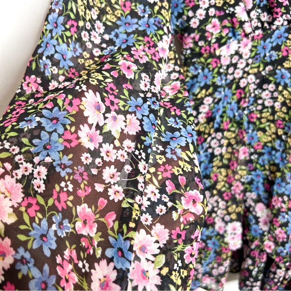 Mi Ami For Francescas Colorful Floral‎ Print Long Sleeve Ruffle Romper Medium M - Picture 7 of 11